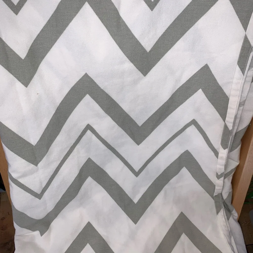 Max Studio Home Shower Curtain White Gray Chevron